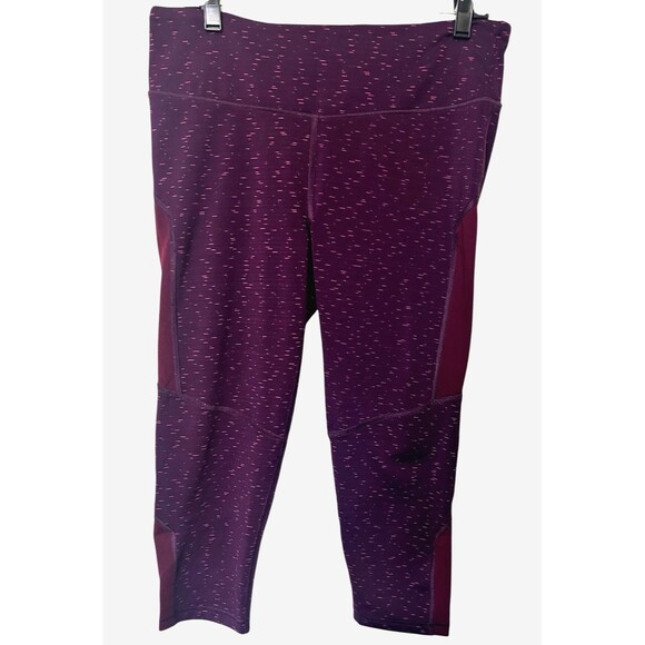 Victoria Secret VSX Sport Knockout Space Dye Plum High Rise Capri leggings Sz L - Picture 1 of 5